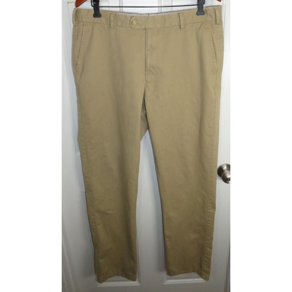 Peter Millar Khaki Flat Front Pants Men's Size 36x33 Pima Cotton